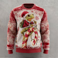 Comstylish Men's Fun Christmas Frog And Candy Cane Comfortable Crew Neck Plush Sweatshirt