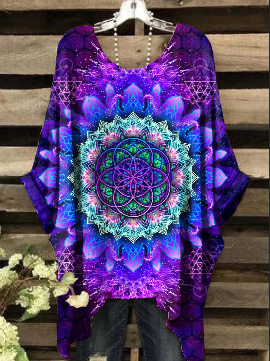 Women's Vintage Psychedelic Mandala Print Design Top