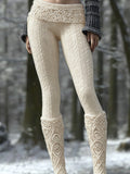 Vintage Viking Pattern Art Knit Cozy Leggings artswardrobe