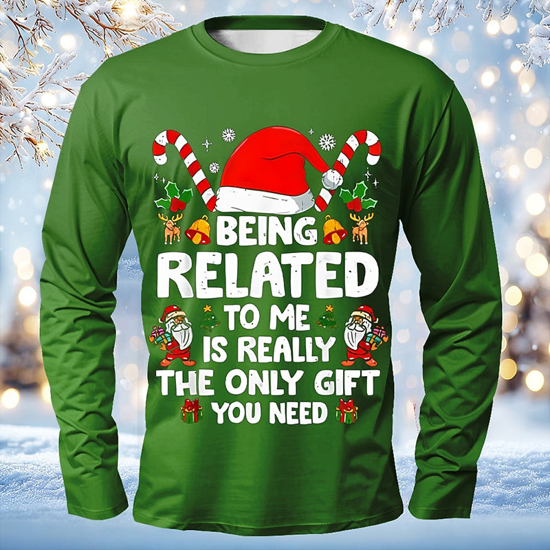 Comstylish Men's Christmas Print Crew Neck Long Sleeve T-shirt