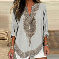 Women's Vintage Viking Wolf Art Print Linen Shirt artswardrobe