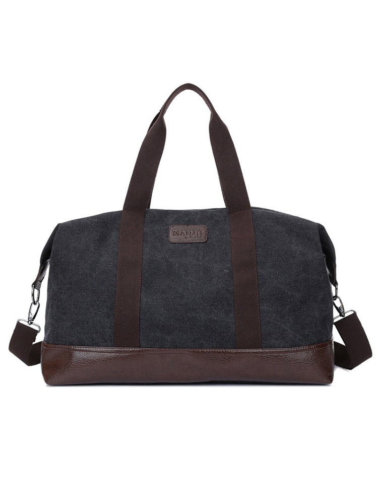 Vintage Washed Canvas Leather Patchwork Bag artswardrobe