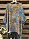 Women's Abstract Colorful Leaf Print Casual Top