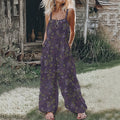 Women's Floral Linen Print Cotton Linen Jumpsuit artswardrobe