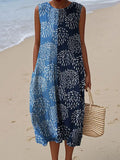 Comstylish Summer Fireworks Japanese Lino Contrast Linen Dress