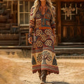 Comstylish Women's Viking Tree Of Life Art Print V-neck Midi Dress