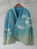 Comstylish Classy Spider Lily Gradient Japanese Art Cozy Fleece Kimono Cardigan