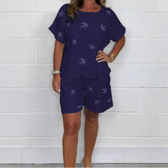 Women's Peace Dove Print Comfortable Cotton And Linen Two-piece Set artswardrobe