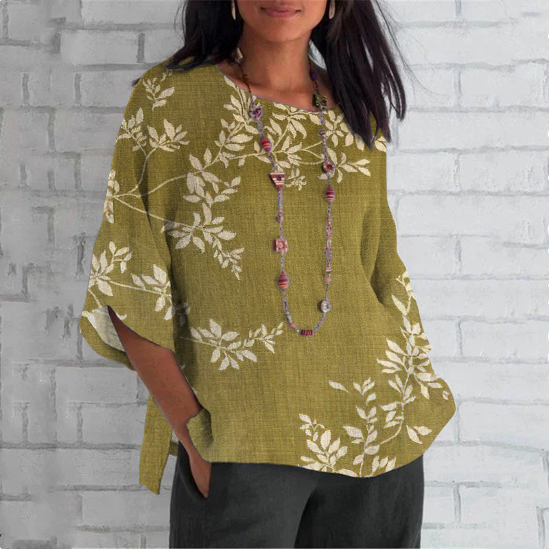Comstylish Floral Print Crew Neck Casual T-Shirt