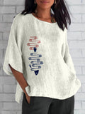 Comstylish Japanese Inspired Fish Art Linen Blend Cozy Tunic