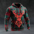 Comstylish Glowing Christmas Elk & Plaid Art Men's Hooded Sweatshirt