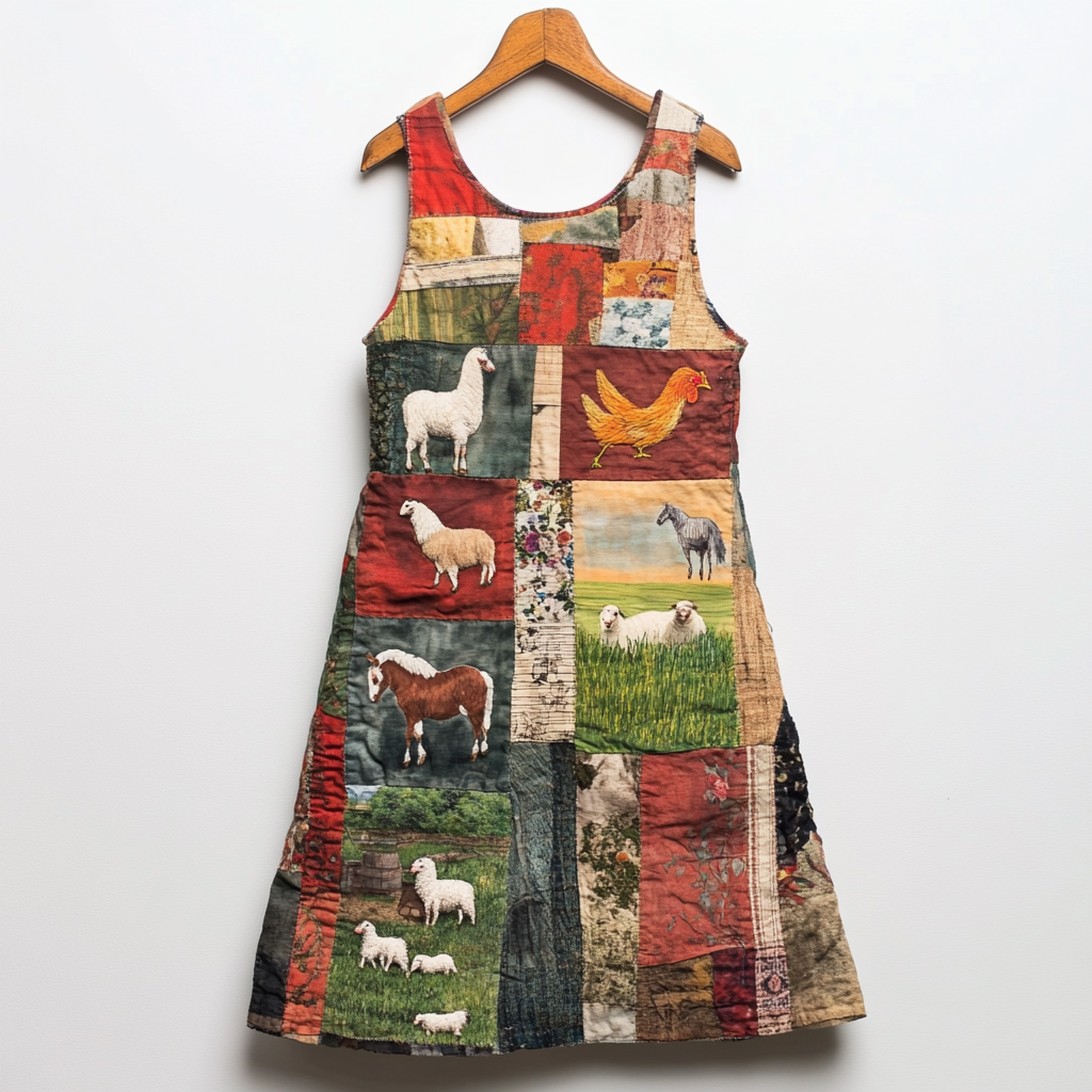 Women's Farm Animals Print Sleeveless Dress artswardrobe