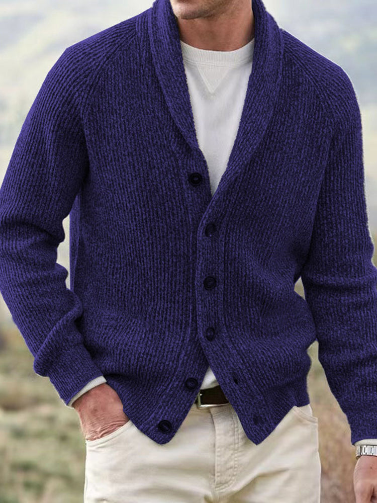 Men's Vintage Solid Color Cozy Sweater Cardigan elevenforest