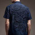 Men's Floral Lace Embroidered Casual Linen Shirt artswardrobe