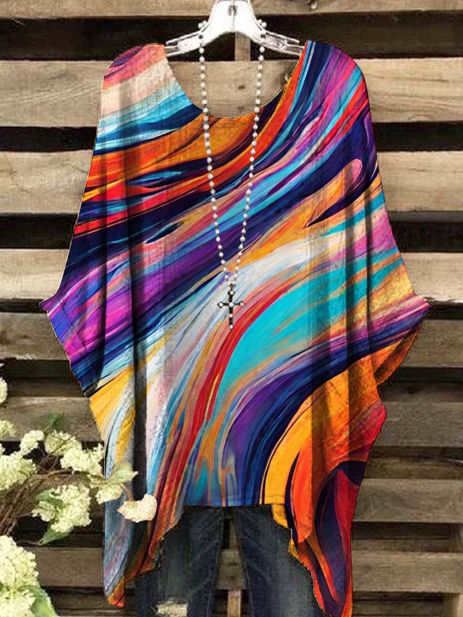 Women's Abstract Dazzle Stripe Print Casual Top