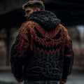 Viking Halloween Scared Pumpkin Face Jacquard Knit Twist Zip Hooded Sweater Cardigan elevenforest