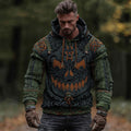 Men's Vintage Viking Halloween Ghost Face Embroidered Hoodie artswardrobe
