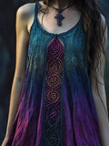 Vintage Celtic Knot Gradient Lace Linen Halter Dress artswardrobe