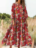 Women's Art Painting Hippie Print Long Sleeve Dress