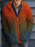 Men's Gradiant Art Crochet Cozy Hooded Cardigan elevenforest