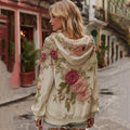 Women's Vintage Floral Embroidery Art Cozy Hoodie artswardrobe