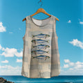 Women's Loose Sea Fish Linen Sleeveless Tank Top artswardrobe