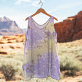 Women's Boho Purple Rose Polka Dot Art Linen Tank Top artswardrobe
