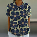 Comstylish Floral Print Lapel Short Sleeve Blouse