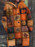 Women's Maple Leaf Pumpkin Fall Winter Sweater Cardigan artswardrobe