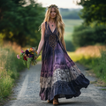 Vintage Viking Tribal Celtic Knot Embroidery Gradient Art Linen Tank Dress artswardrobe