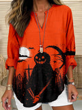 Comstylish Vintage Halloween Pumpkin Ghost Art Cozy Tunic