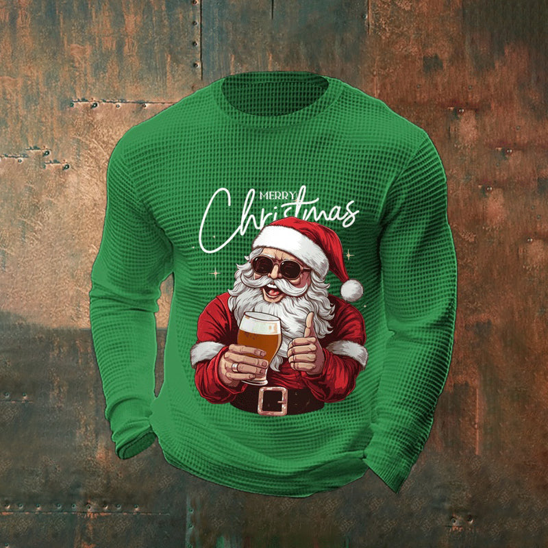 Comstylish Men's Merry Christmas Santa Claus Print Casual Sweatshirt