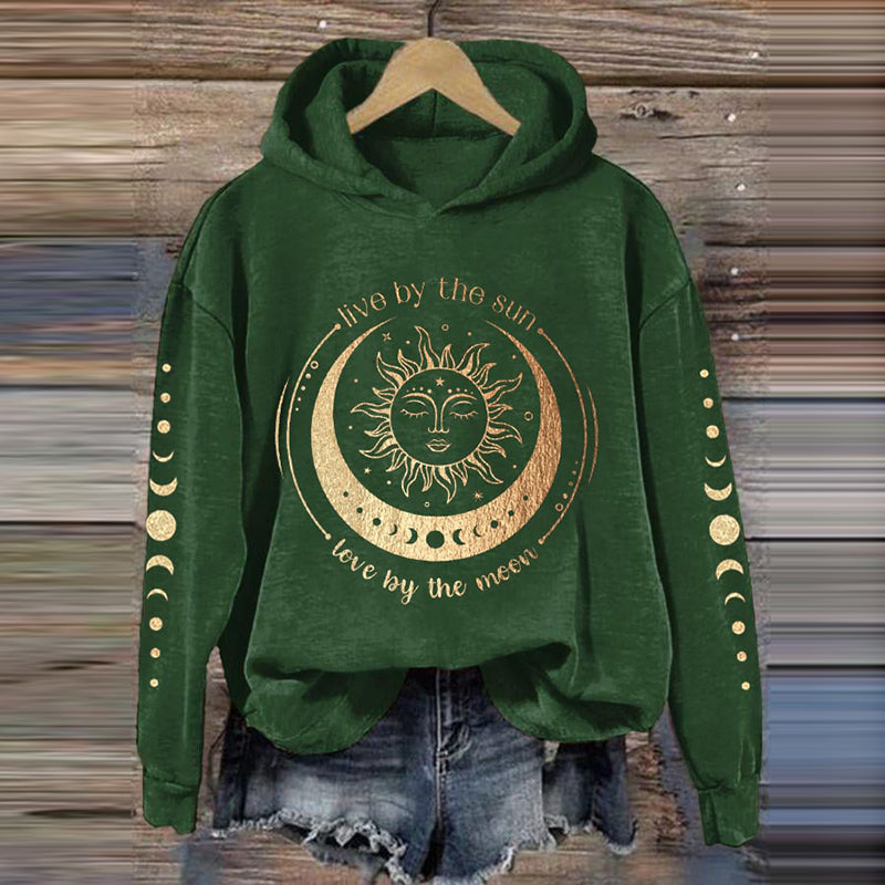 Comstylish Women's Vintage Live By The Sun Love By The Moon Hoodie