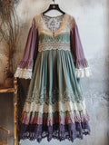 Vintage Lace Floral Women's Long Dress artswardrobe