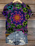 Hippie Art Print Casaul Short Sleeve T-shirt