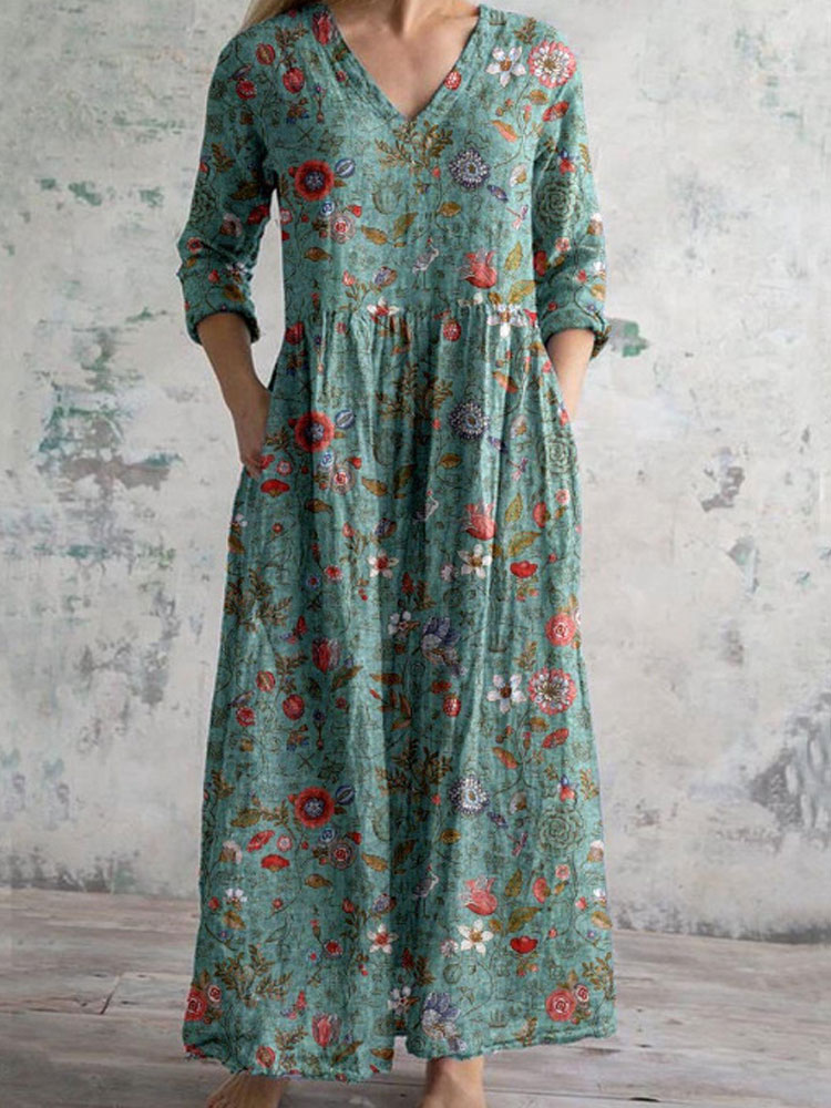 Women's Retro Floral Print Dress artswardrobe