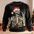 Comstylish Men's Christmas Skeleton Embroidered Cozy Plush Sweatshirt