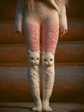 Women's Cute Cat Pink And White Gradient Pants