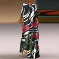 Comstylish V-Neck Red Flower Striped Dress