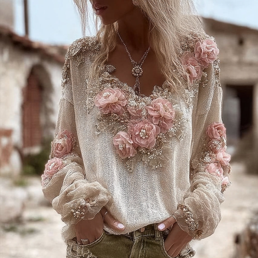 Bohemian Style Casual Vintage Long-sleeved Top artswardrobe
