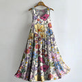 Women's Vibrant Floral Embellished Pattern Art Print Round Neck Sleeve