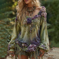 Women's Vintage Violet Floral Gradient Art Casual Sweatshirt