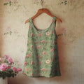 Women's Vintage Floral Print Linen Blend Tank Top artswardrobe
