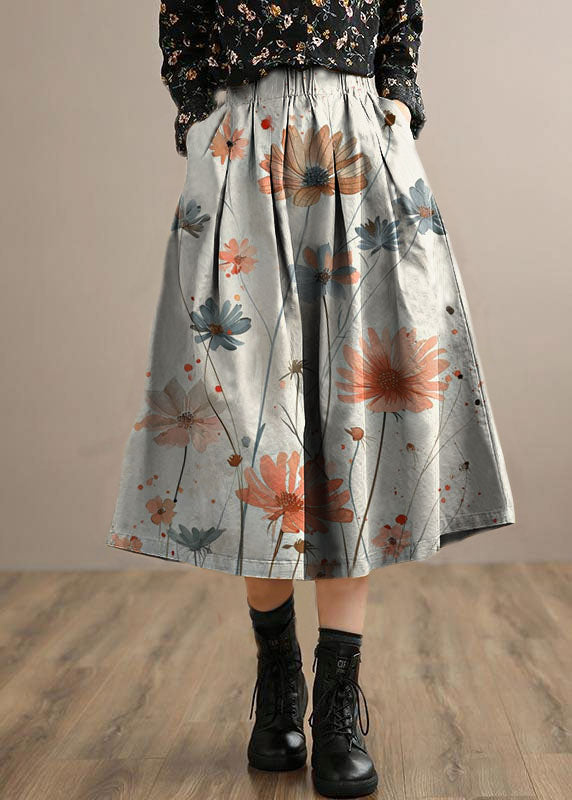 French Blue Flowers Clothes for Elastic Waist Art Spring Dresses