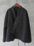 Comstylish Vintage Japanese Style Cozy Fleece Kimono Cardigan