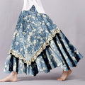 Vintage Floral Lace Patchwork Art Flowy Wide Skirt artswardrobe