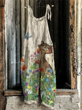 Country Cat & Butterfly Art Graphic Jumpsuit elevenforest