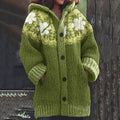 Vintage Floral Pattern Icelandic Knit Cozy Cardigan Sweater elevenforest