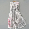 Comstylish Retro Sakura Bloom Graphics Print Lace-Up Dress