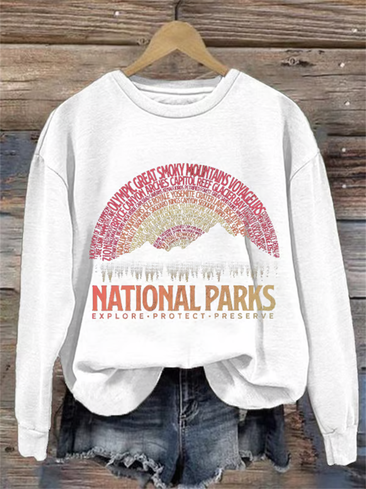 Comstylish Women's Hotspots 63 National Parks Explore, Protect, And Preserve Printed Casual Sweatshirts